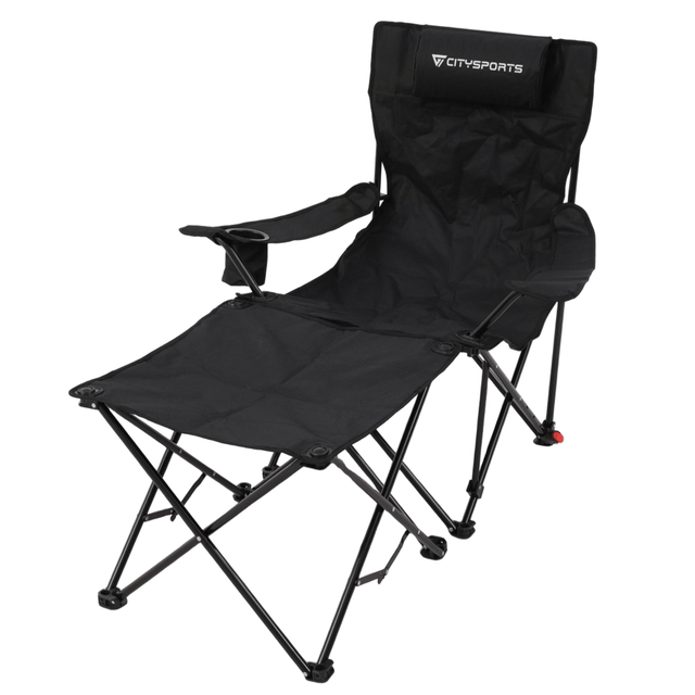 CITYSPORTS Folding Camping Recliner Chair with Detachable Footrest